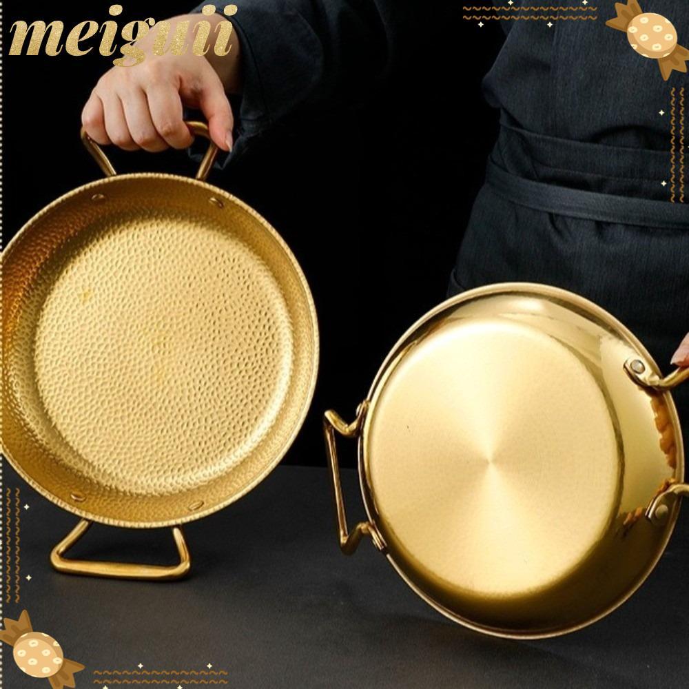 MEIGUII อาหารทะเล Paella Pan, สแตนเลส 18-30 ซม. หม้อสแตนเลส, บูเต้ค้อนหนา Jjigae‌ กระทะทําอาหารในครั