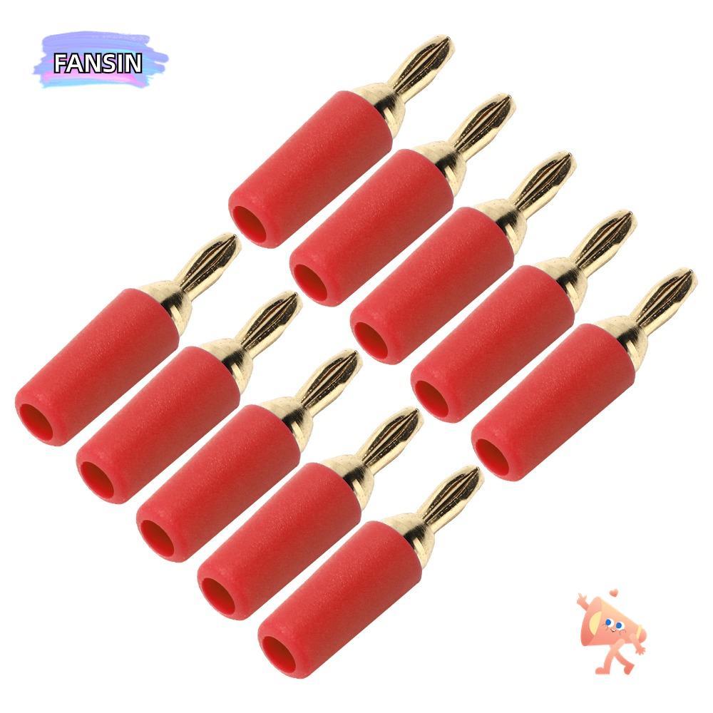 FANSIN 10 PCS Banana Plug Assortment, 2.5 มม.ทองแดง Gold Plated Banana Connector,ชายลําโพงปลั๊กสี่ใบมีด 30VAC/60VDC 10A Solder Type ปลั๊กลําโพงเชื่อมต่อ 2.5 มม.ซ็อกเก็ต