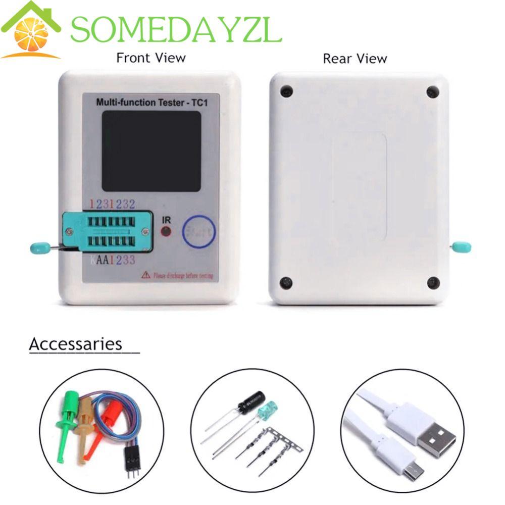 SOMEDAYZL เครื่องทดสอบทรานซิสเตอร์หลายเมตร 1.8TFT LCR-TC1 มัลติฟังก์ชั่น LCD ไดโอด Triode Capacitor