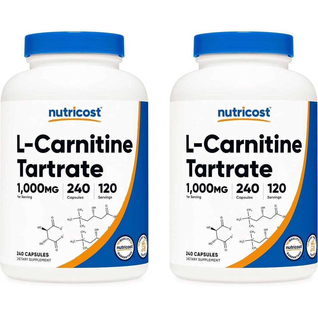 Nutricot L-Carnitine Tarrate 500mg, 240 แคปซูล - 1000mg ต่อเสิร์ฟ (2 ขวด)