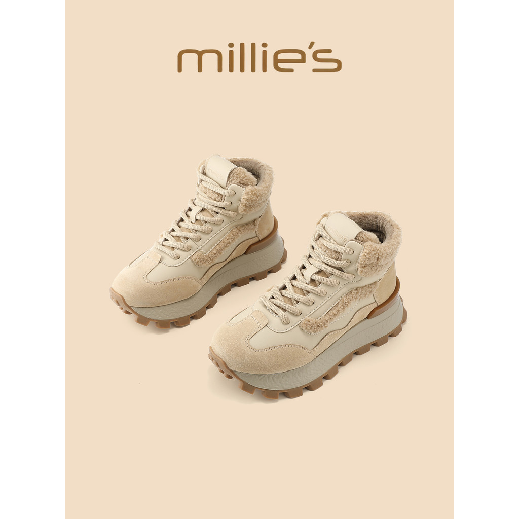 Millies Miaoli รองเท้าผู้หญิงสั้น Plush Warm All-Match หนาSoled Retro Snow Boots 2026 สไตล์ใหม่ Q