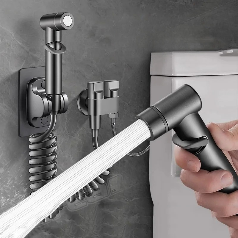 High Pressure Bidet Spray Gun Set Handheld Bidet Spray Gun Set Toilet Bidet Sprayer Retractable Hose
