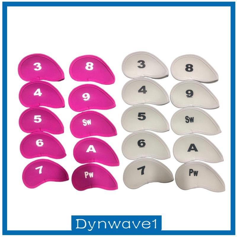 [Dynwave1] 10 ชิ้นเตารีดกอล์ฟ Headcover ชุด Protector Guard 3 4 5 6 7 8 9 A SW PW Golf Protector Hea