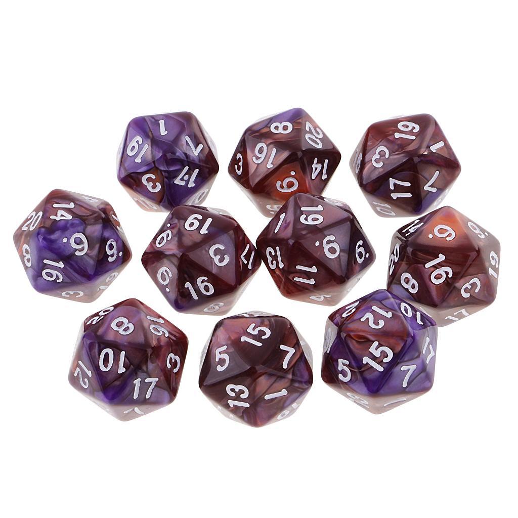 [Qklmdt] 10 ชิ้น 20 ด้านลูกเต๋า D20 ลูกเต๋า Polyhedral สําหรับเกมตาราง Dungeons และ Dragons