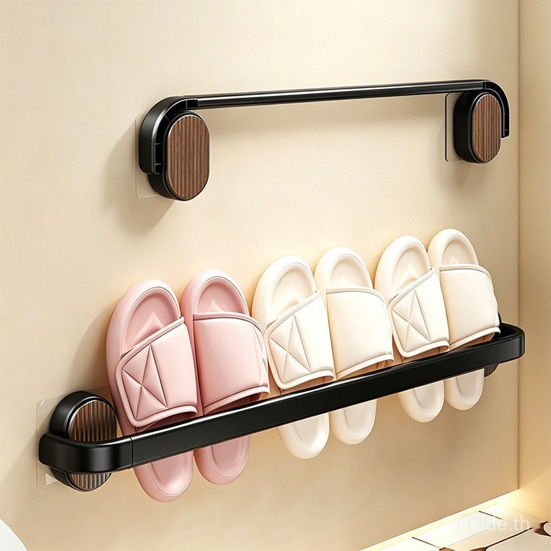 YFD No-drill bathroom slipper rack, foldable shoe drainage storage rack, bathroom shelf, wall-mounte