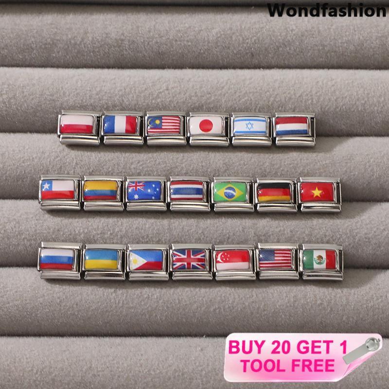 สร้อยข้อมือสแตนเลสมีขนาด 9 มิลลิเมตร ออกแบบตามสไตล์อิตาลี เพิ่มเสน่ห์และความวินเทจให้แก่คุณ พร้อมตกแต่งด้วยองค์ประกอบธงแห่งชาติ