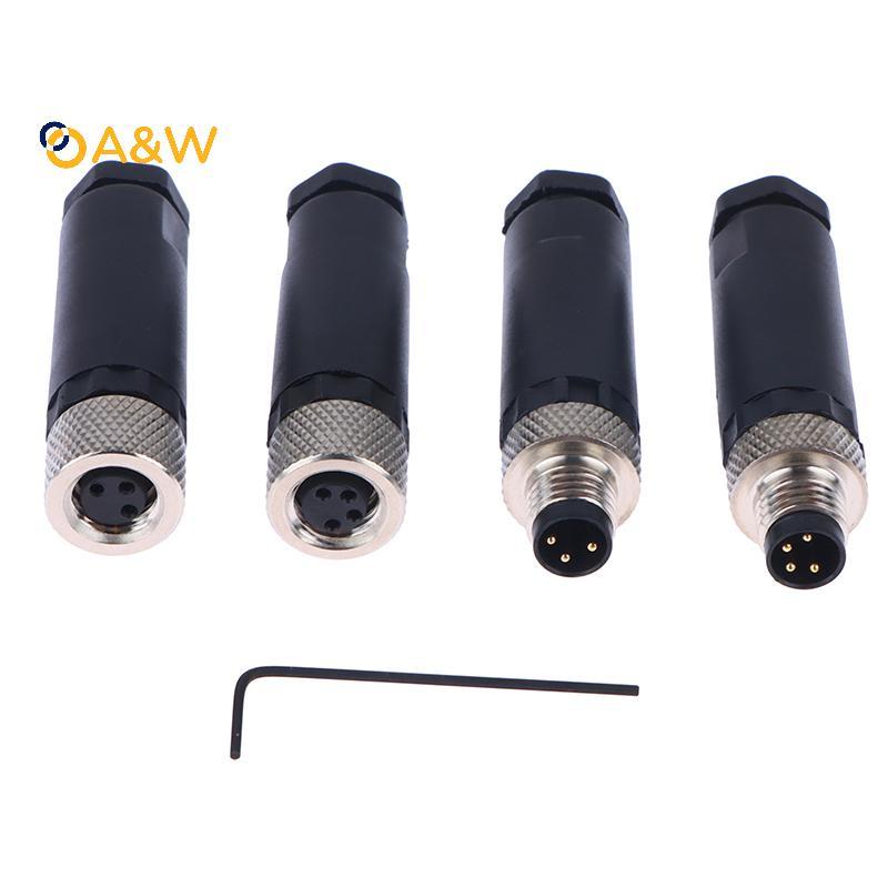 A&W M8 Sensor Connector กันน้ําชายและหญิงปลั๊กสกรูเกลียวปลั๊กข้อต่อ 3 4 พินหน้าแปลน Soet Ba Mount