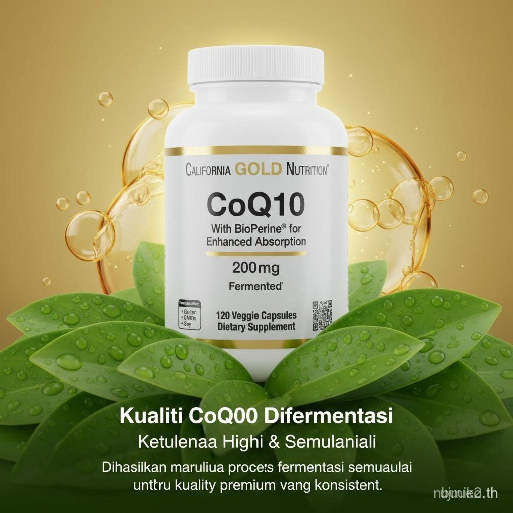 California Gold Nutrition CoQ10 200mg Ubiquinone 120 เม็ด Heart Health Energy Support ผลิตภัณฑ์เสริม