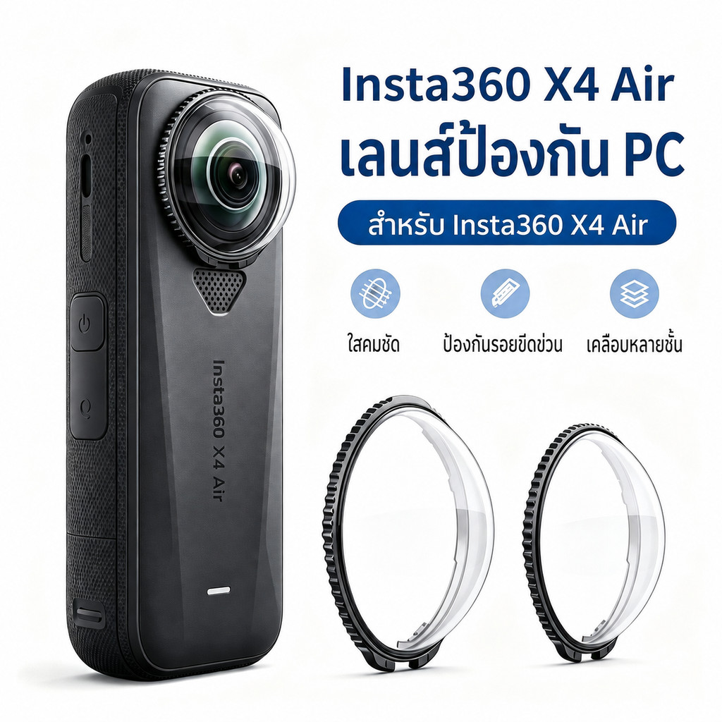 Lens Guard for Insta360 X4 Air ฝาครอบเลนส์ ตัวป้องกันเลนส์ PC ใส กันรอย กันกระแทก กันฝุ่น อุปกรณ์เสริมกล้อง 360