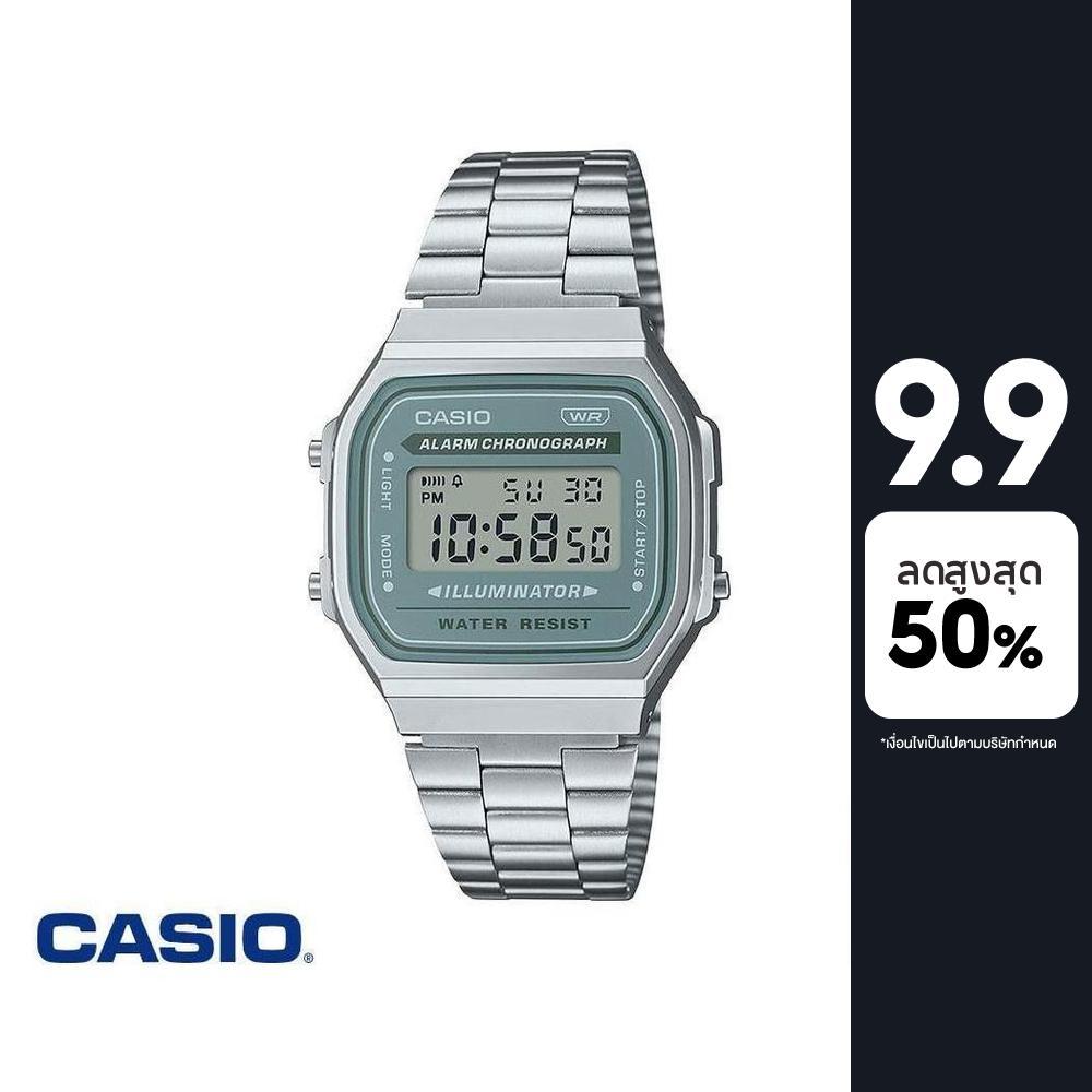 CASIO นาฬิกาข้อมือ CASIO รุ่น A168WA-3AYDF วัสดุสเตนเลสสตีล สีเขียว