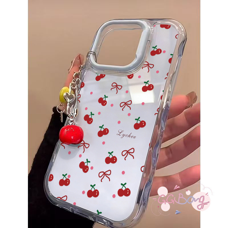 เคสเจลลี่ลอน ลายเชอร์รี่โบว์ น่ารัก กันกระแทก เข้ากับ IPhone 11 16 17 14 15 12 13 Pro Max 16 13 11 17 Pro 14 16 15 Plus