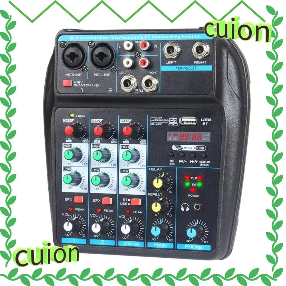 CUION1413 Audio Mixer, Monitor Karaoke System 4-Channel DJ Console Mixer, Bluetooth Portable 48V Pha