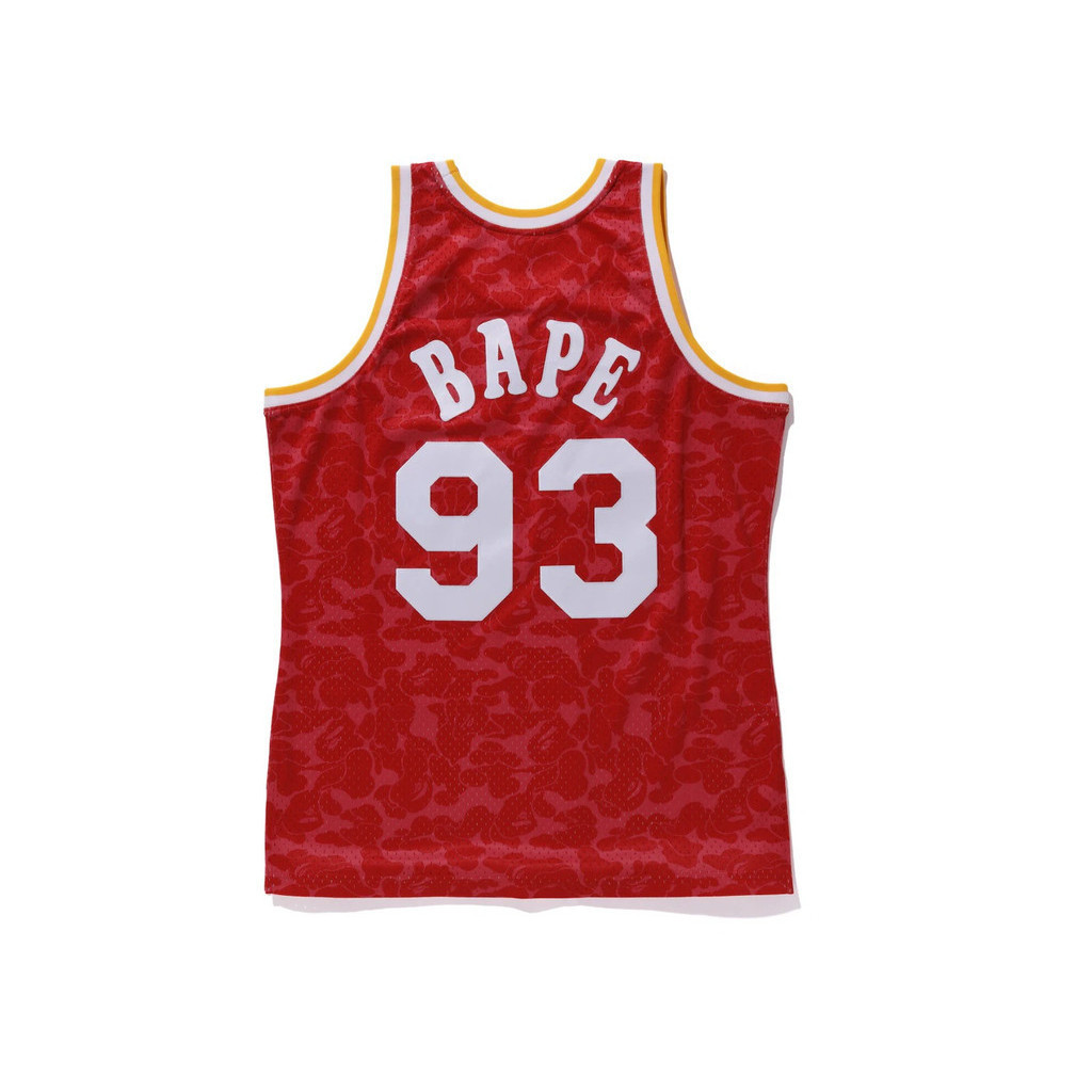 3D Print BAPE x Mitchell & Ness Rockets Camo Basketball Swingman Jersey (สีแดง)Unisex