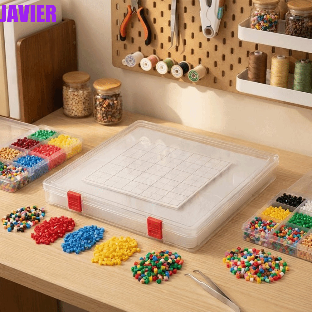 JAVIER Perler Bead Pause Box, Anti-Sill Dust-proof Perler Bead Storage Box, Fuse Bead Organizer Empt