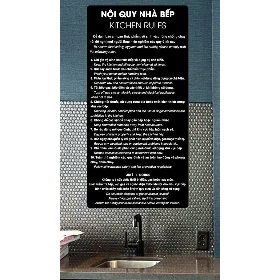KITCHEN RULE TABLE 20X40CM