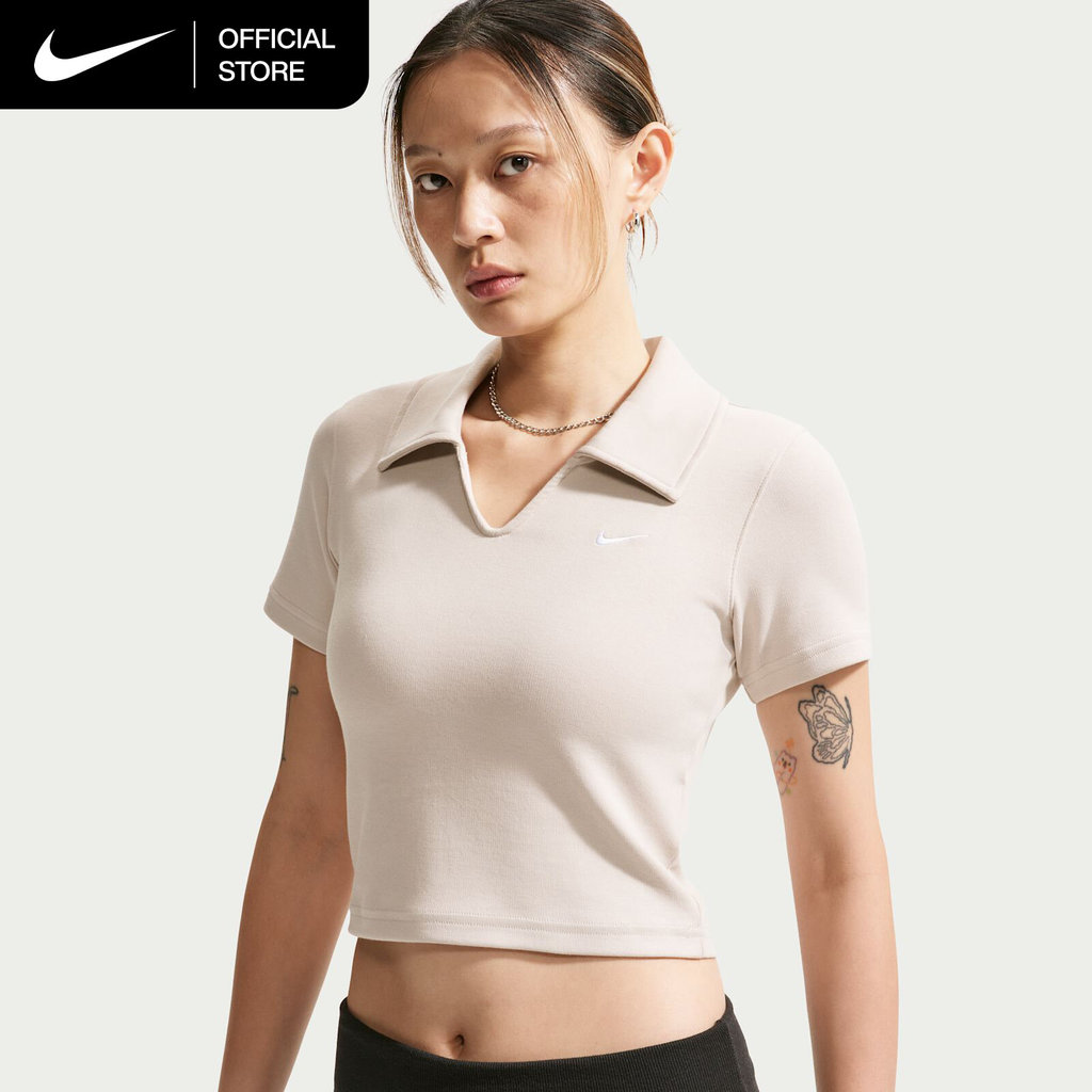 Nike Women's Sportswear Tight Cropped Polo - Cream Ii [IO2730-236]