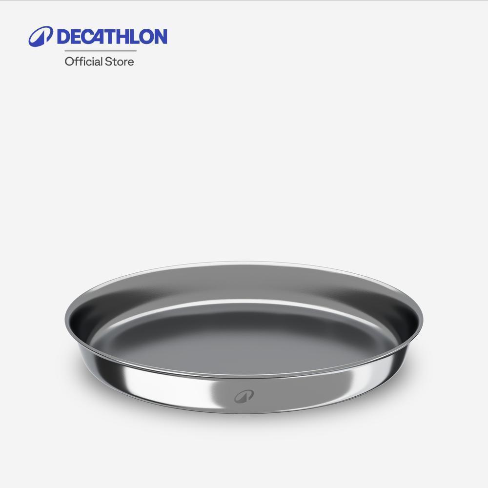 Decathlon Normal L Size Stainless Steel Camping Plate จานสเตนเลสสำหรับตั้งแคมป์ ขนาด L