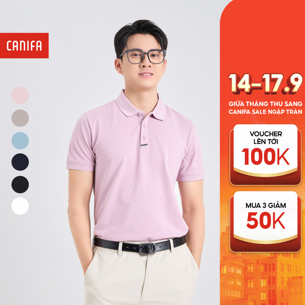 CANIFA เสื้อโปโลผู้ชายคอปกและแขน 8TP25A002