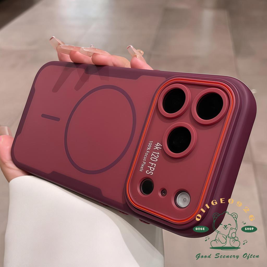 เคส iPhone18 Pro Max Burgundy ไวน์แดงถุงลมนิรภัยป้องกันการตกแม่เหล็กเคสโทรศัพท์ iphone18 Pro Max 17 16 15 14 13 12 เคสสําหรับ iPhone เคสซิลิโคนนิ่ม TPU กันกระแทก