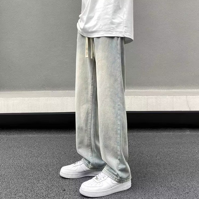 S-5XL กางเกงขายาวผู้ชาย ทรงหลวม ทรงตรง กางเกงผู้ชาย แฟชั่นฤดูร้อน สไตล์เกาหลี กางเกงยีนส์ผู้ชาย - รูปที่ 3