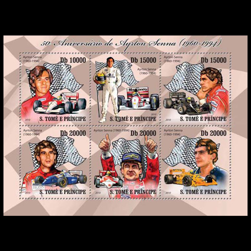 Santonomi 2010 บราซิล Elton Seine F1 Racing World Championship Kart Stamps 2M ใหม่เอี่ยม