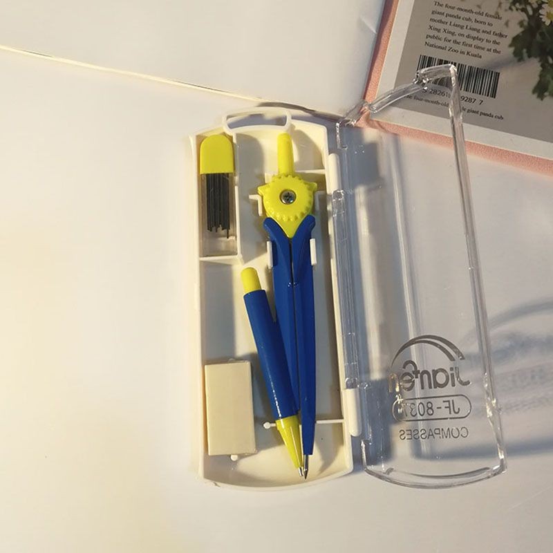 New Product Ready Stock School Must-Have Metal Compass Ruler Set Ruler Compass Multi-Function Combin