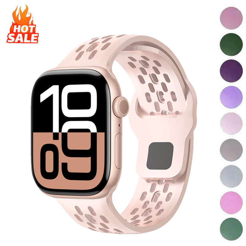 สายรัดซิลิโคนกีฬา คอร์เรีย สําหรับ Apple Watch Series 11–1 ขนาด 38/40/41/42/44/45/46/49 มม. ชุด 2