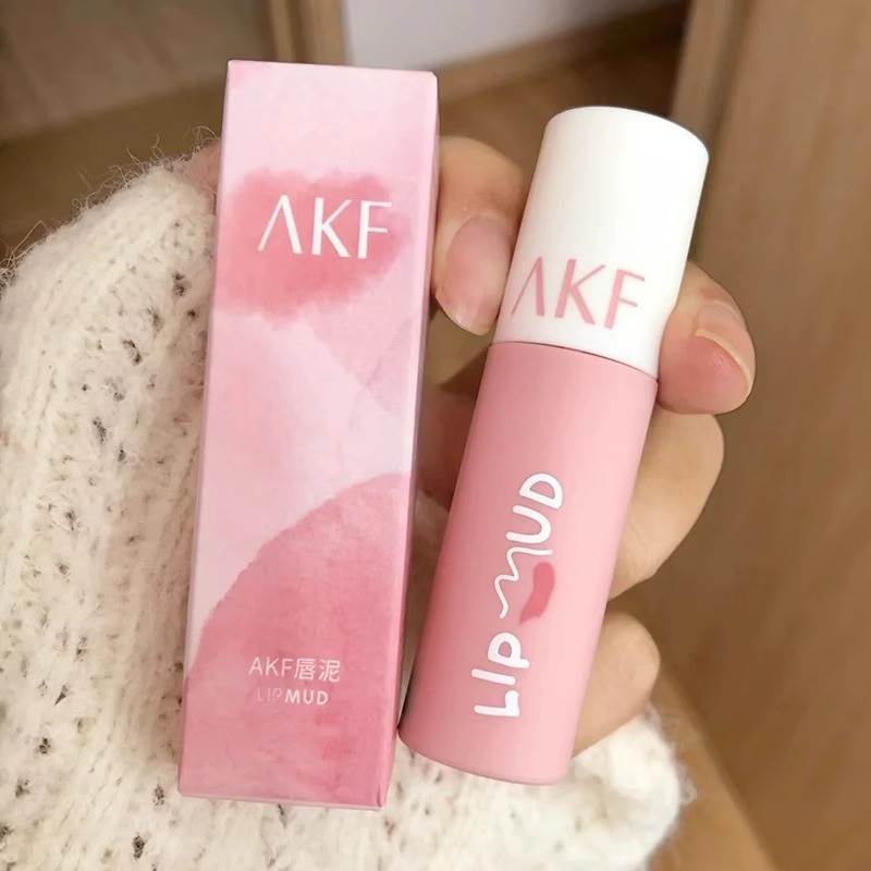 Akf Lip Mud Lip Glaze สีขาวติดทนนาน Non-Fade Non-Stick Cup Matte Matte Velvet Student Party ลิปสติกร