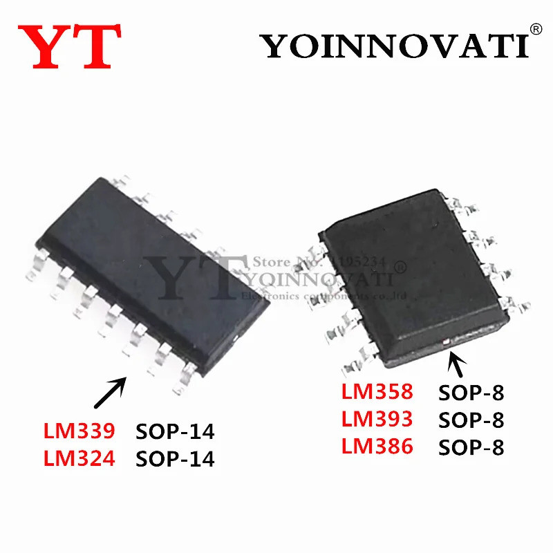 5PCS LM358 LM358DR LM339 LM339DR LM393 LM393DR LM324 LM324DR LM386 SOP ชิป ic