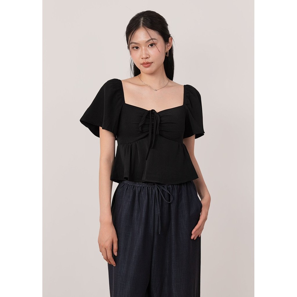 เสื้อ Faye Flutter Babydoll สีดํา
