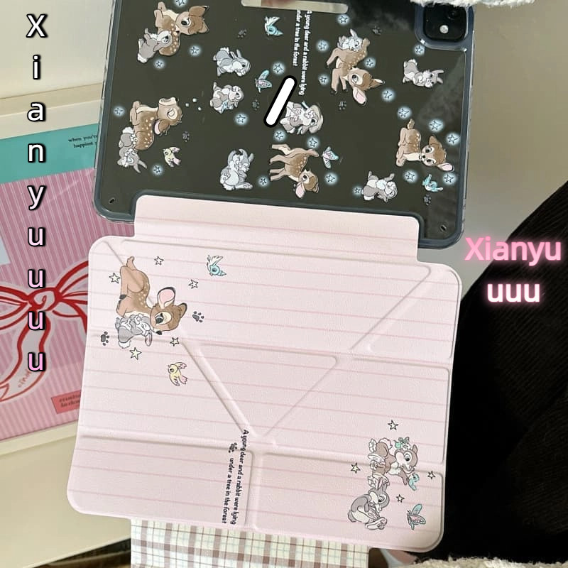 แถบสีชมพูน่ารัก Elk สําหรับ IPad10.2 Shell Ipad10th 5/6th Gen11 A16 3+Y ฝาครอบ Mini6/7 2025Pro11 Air6/7 11/13 นิ้ว Air4/5 10.9 Pro11 M2 Ipad12.9 Air8 M4 Gen12 ฝาครอบป้องกันการดัด