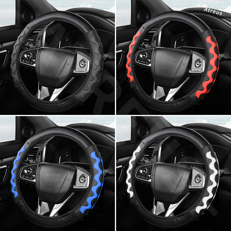 Mitsubishi ปลอกหุ้มพวงมาลัยหนังนุ่ม 38 ซม. กับ ซิลิโคน ป้องกันลื่น หนังนุ่มสบายมือ ปลอกหุ้มพวงมาลัยรถยนต์ สำหรับ Mitsubishi Lancer EX Triton Xforce Xpander Cross Attrage Mirage Outlander Pajero Sport ASX - รูปที่ 2