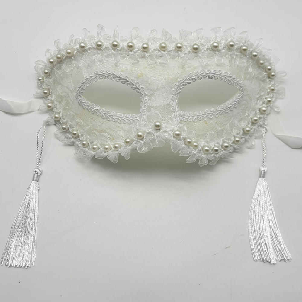 เลียนแบบ Pearl คอสเพลย์หน้ากากผู้หญิงลูกไม้ Masquerade หน้ากาก Pear Eye Mask พู่ Ball หน้ากากหรูหราลูกปัดเครื่องแต่งกาย Mardi Gras หน้ากากสําหรับ Party
