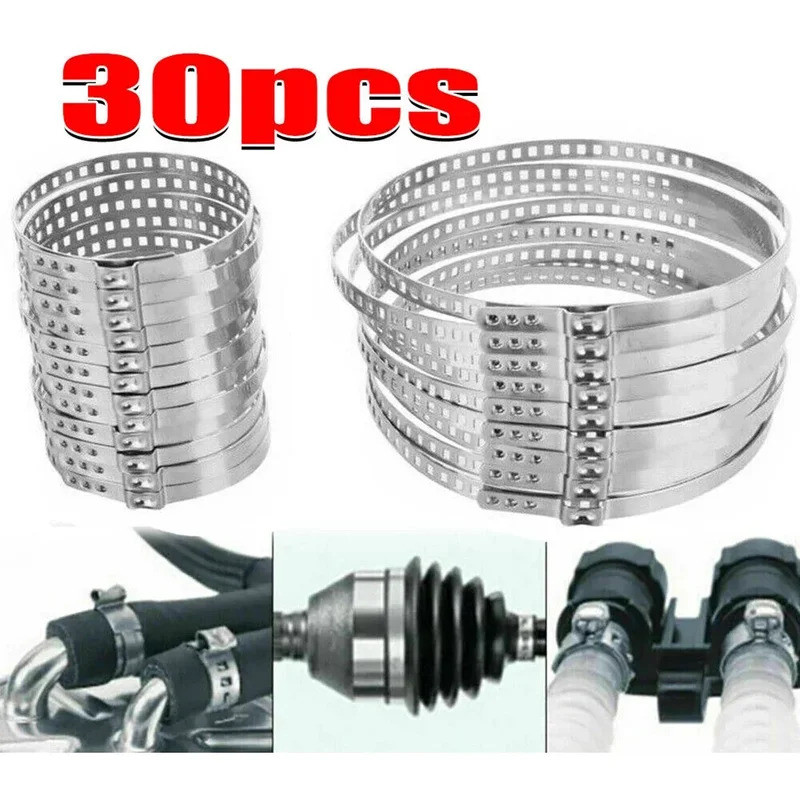 30 ชิ้น Universal CV Boot คลิปชุดสแตนเลส CV Joint Crimp Clamps สําหรับซ่อมและ Seduction CV รองเท้า 2