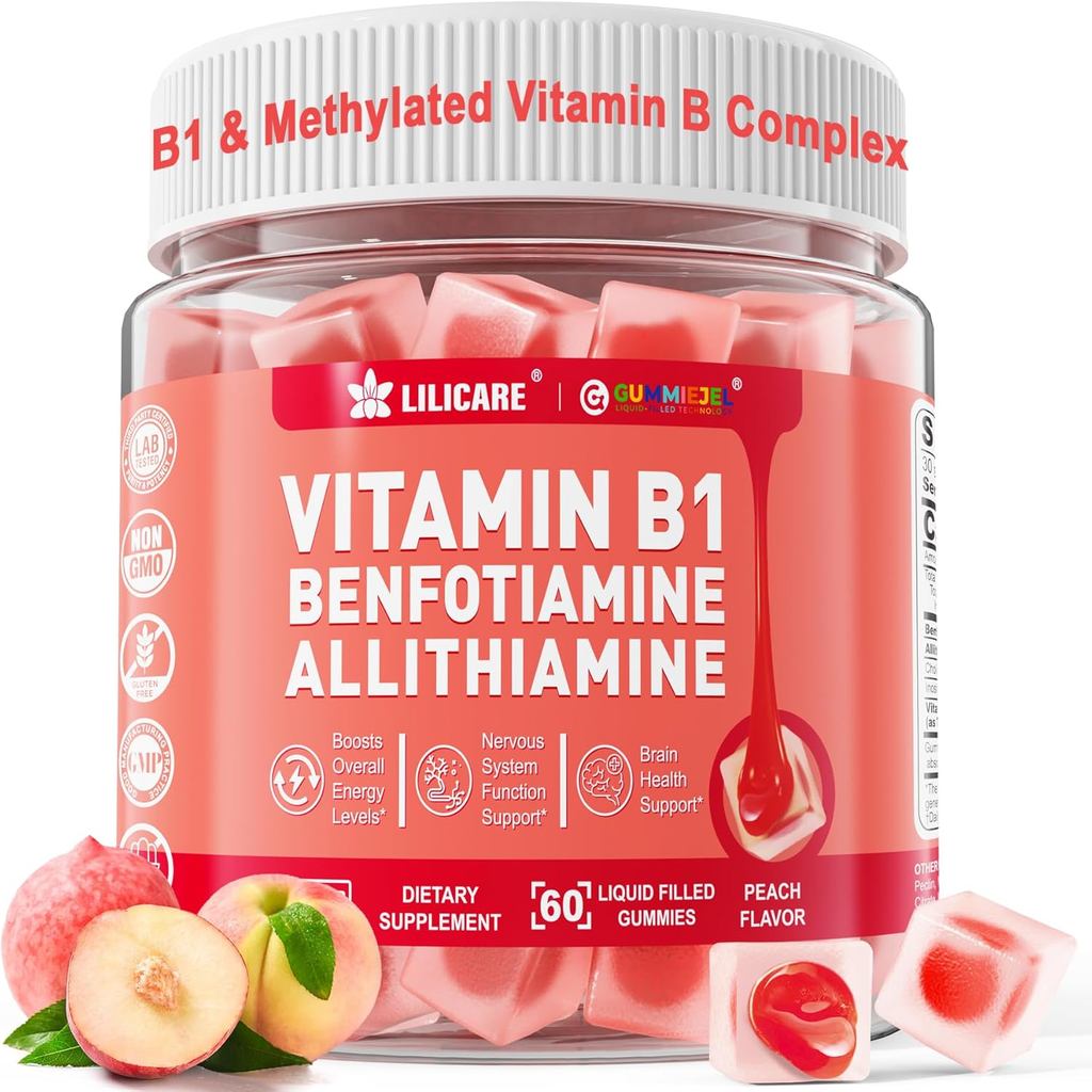 วิตามิน B1 & Methylated Vitamin B Complex Gummies - วิตามิน B ทั้งหมด, Benfotimine, Thimine & Inosit