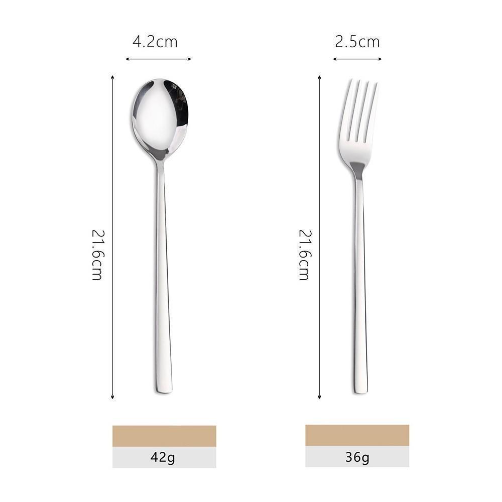 [ 10แถม10 ] 21.6cm ช้อน+ส้อม สแตนเลสแท้ ช้อนสีทอง-สีเงิน (10คู่) วัสดุเกรดพรีเมี่ยม ชุดช้อนส้อม - รูปที่ 6