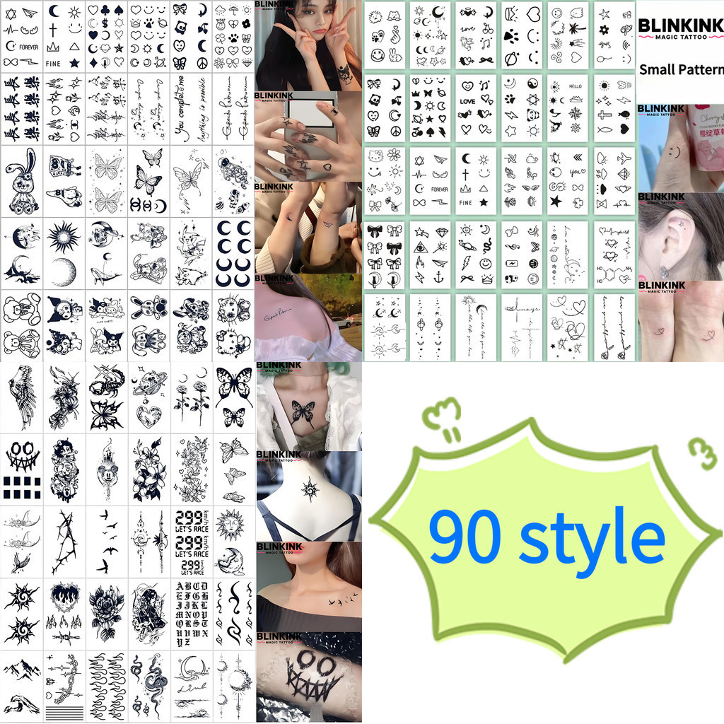 .BLINKINK MAGIC TATTOO รอยสักชั่วคราวจากสมุนไพรเฮนนา สุ่ม 90 ลาย ติดทนนาน 2 สัปดาห์ ทนน้ำได้.