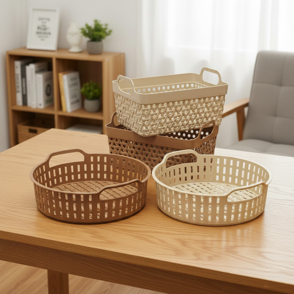 SN 914/919 ตะกร้ามินิมอล ใส่ของอเนกประสงค์ จัดระเบียบ ใส่เครื่องสำอางค์ ของใช้บนโต๊ะ