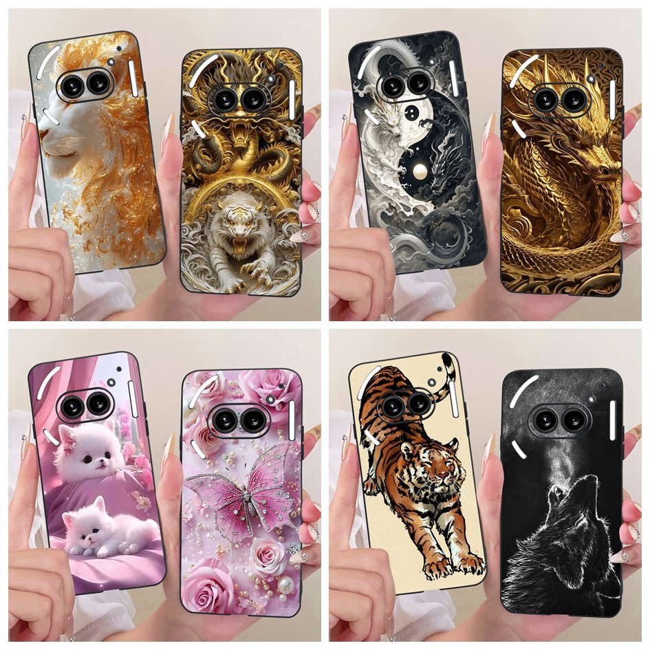 เคสกันกระแทกสําหรับ Nothing Phone 2a Plus Cover Nothing Phone2a น่ารักการ์ตูนซิลิโคนสีดําอ่อนสําหรับ