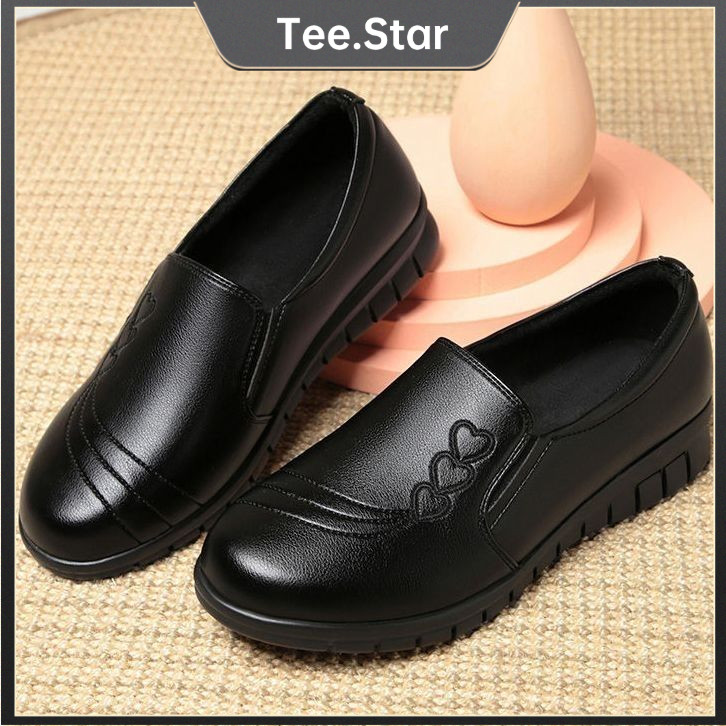 Tee.star รองเท้าหนังนุ่มผู้หญิง ปากลึก พื้นนุ่ม ใส่สบาย เดินง่าย ส้นเตี้ย แฟชั่นเรียบหรู เหมาะกับทำงานและใส่ทุกวัน 2025