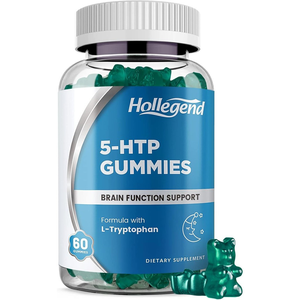 5-HTP Gummies 200mg, 5HTP & L-Tiptophan อาหารเสริมเพื่อคลายเครียด พยุงสมอง รสบลูเบอร์รี่ 60 เคี้ยวได