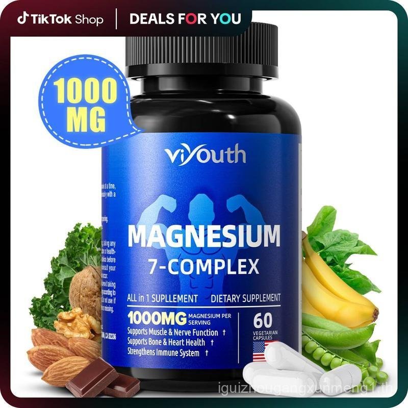 Viyouth 1000mg การดูดซับสูง 10-in-1 Magnesium Mix - 7 Elemental Magnesium Complex สําหรับกล้ามเนื้อป