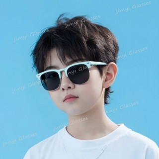 แว่นกันแดดสไตล์เกาหลี ครึ่งกรอบ สีสันสดใส ดีไซน์สำหรับเด็ก ป…
