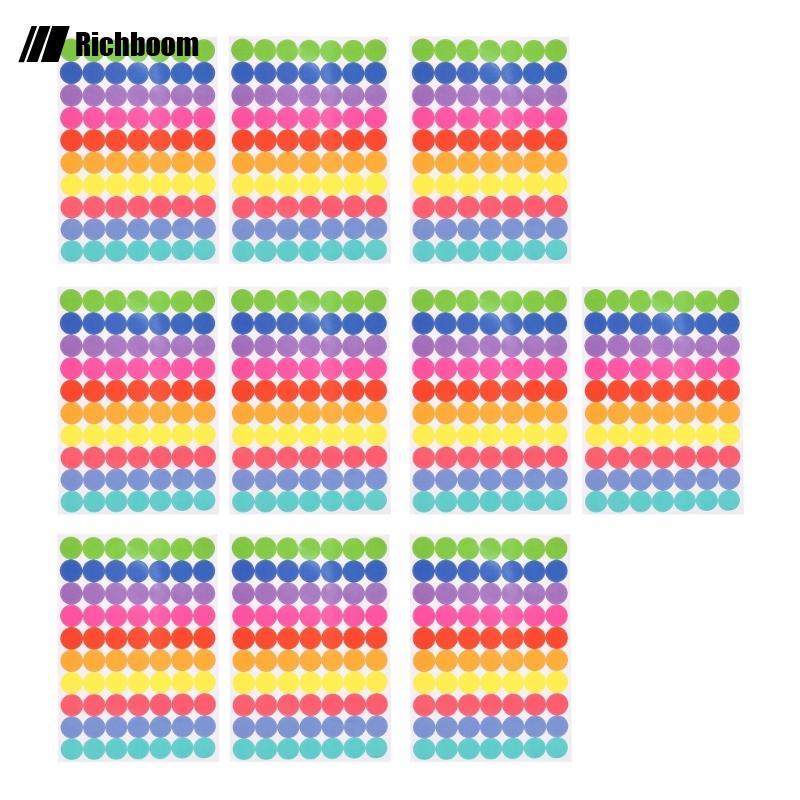 Rich 700 ชิ้นสติกเกอร์ตกแต่ง 19 มิลลิเมตรสีสัน Dot สติกเกอร์ Writable ป้ายสําหรับห่อ
