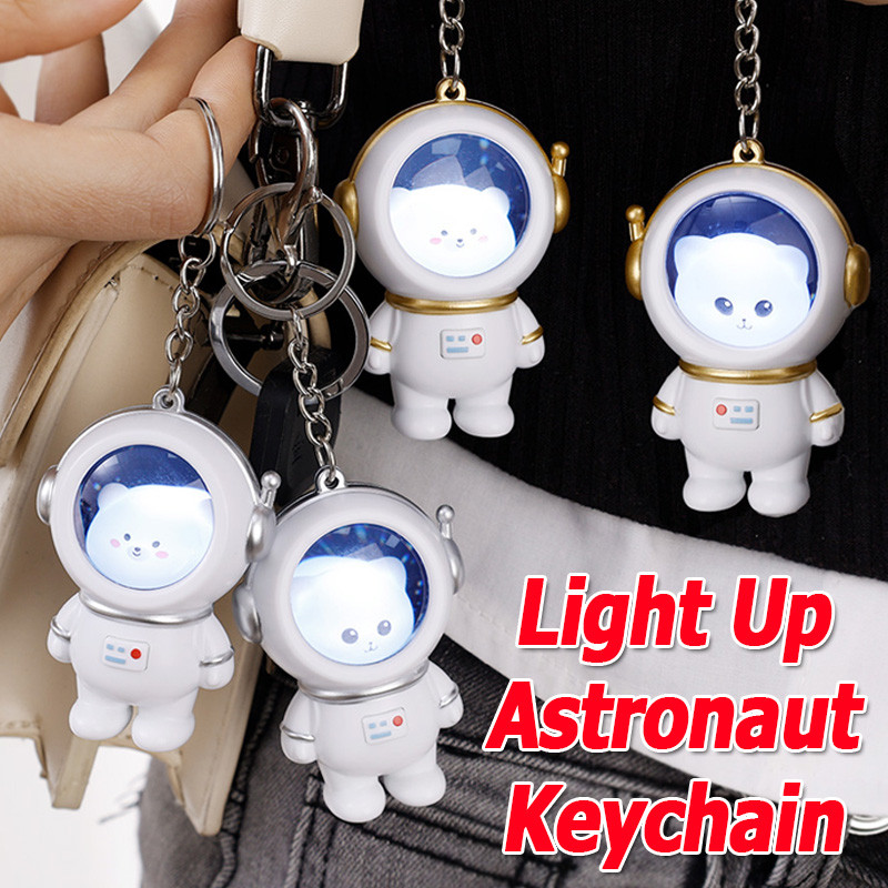 พวงกุญแจเรืองแสงไฟ LED Spaceman / พวงกุญแจนักบินอวกาศอวกาศแมวหมีเรืองแสง