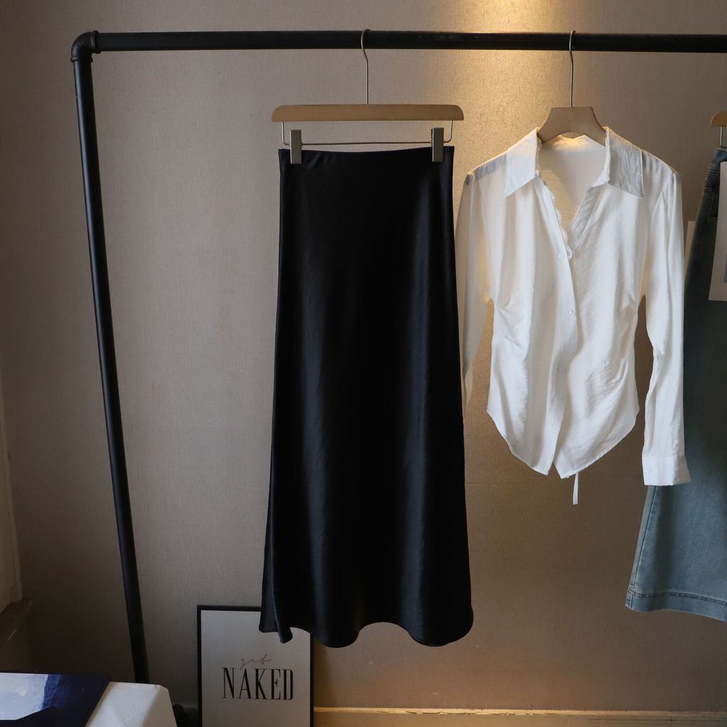 แนะนำ ผ้าม่าน ** 2025 ต้นฤดูใบไม้ผลิผลิตภัณฑ์ใหม่ขายร้อน ~ สไตล์เกาหลีอารมณ์ที่เรียบง่ายผ้าม่าน ผอมลง ดู หางปลา กระโปรงผู้หญิง * ราคาพิเศษ มีเก็บเงินปลายทาง