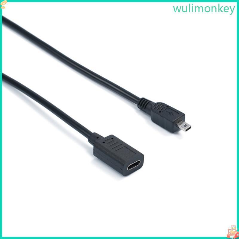 WU USB C ถึง Mini USB 8Pin OTG สายแปลงประเภท C หญิงเป็น Mini USB 8Pin ชายสําหรับอ่านภาพถ่ายและวิดีโอ