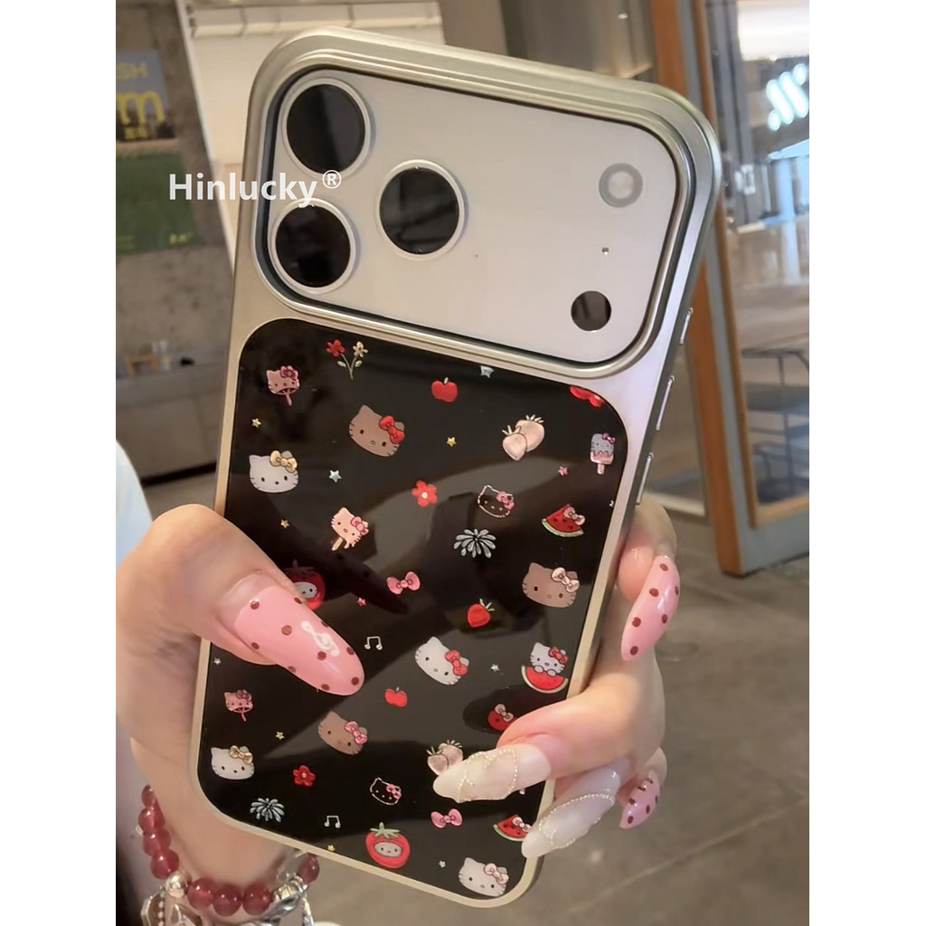 เคสไอโฟน 14 pro เคสไอโฟน 15 pro max Hinlucky Premium sense ins การ์ตูนน่ารักแบบเต็มหน้าจอลายแมวเหมาะ