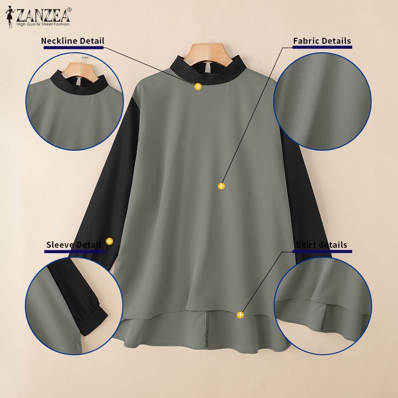 ZANZEA เสื้อแขนยาวสไตล์เกาหลีสำหรับผู้หญิง — صورة 7