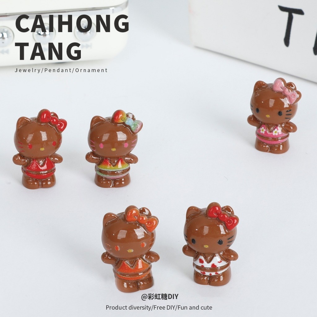 แมวเรซิ่นขนาดเล็ก สีน้ำตาล สำหรับตกแต่ง 10 ชิ้น (หมายเลข 14-10)